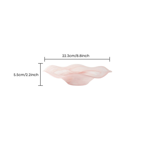 pink wavy glass bowl size specification diagram