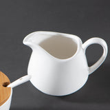 pure white ceramic sugar jar and creamer set details