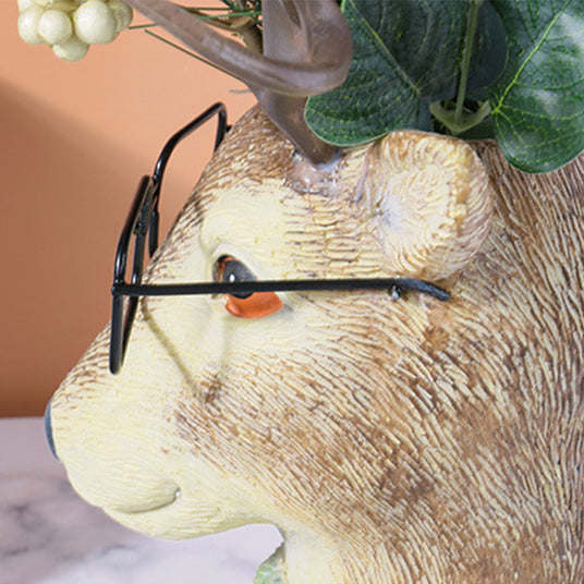 resin brown animal planter decorative vase details