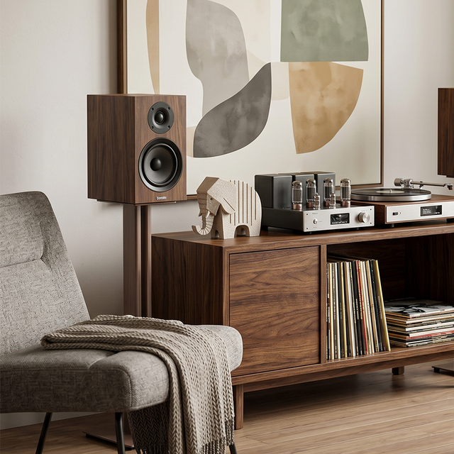 resin elephant on hi fi stereo cabinet