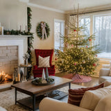 rustic pinecone & bell christmas wreath as christmas decor