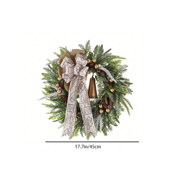 rustic pinecone & bell christmas wreath size chart