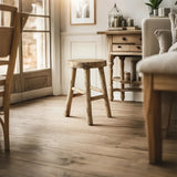 rustic wood bar stool in the living room
