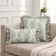 sage green lily of valley ruffle throw pillows