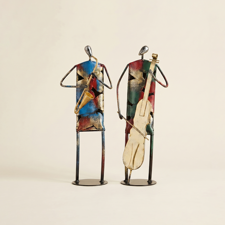 sculpture two abstract figures on base