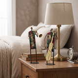 sculptures on nightstand bedroom lamp clock