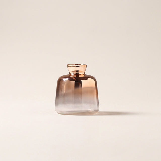 short rose gold ombre glass vase