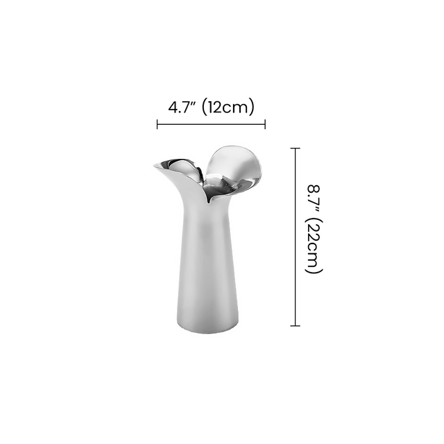 silver flower metal vase dimensions size chart