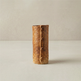 small brown ceramic button vase front view