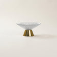 small textured glass gold base fruit bowl side view