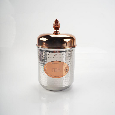 stainless steel sealed small tea storage canister with a pineapple handle 