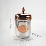 stainless steel sealed small tea storage canister with a pineapple handle size chart