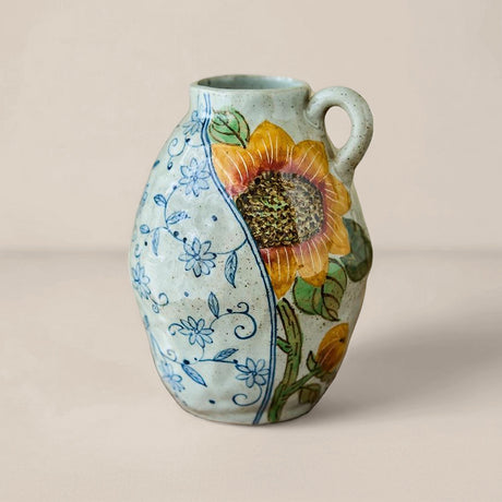 sunflower themed ceramic vase