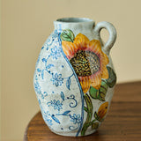 sunflower themed ceramic vase details