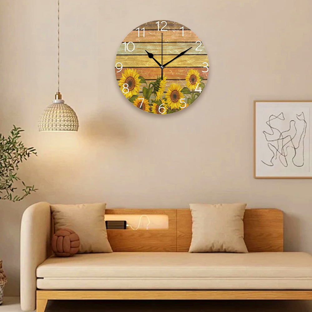 sunflower wall clock in the living room