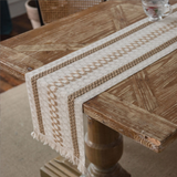 table runner draped over a dinning table