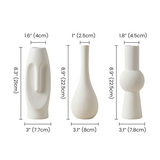  three white ceramic vases dimensions size chart