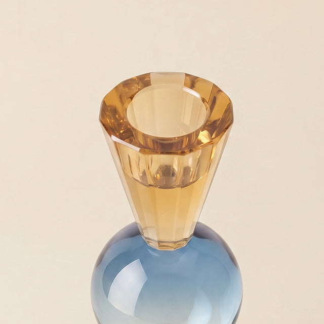 top view of gold faceted candle holder cup