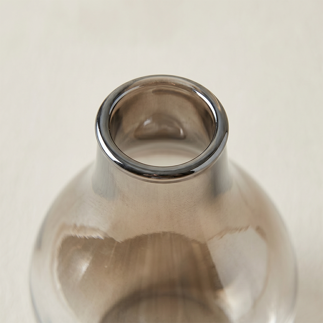 top view of smoked glass vase opening