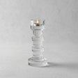 transparent stacked crystal candle holder lit