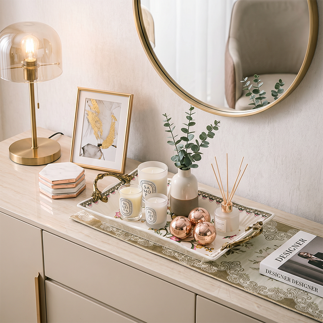 tray on vanity dresser