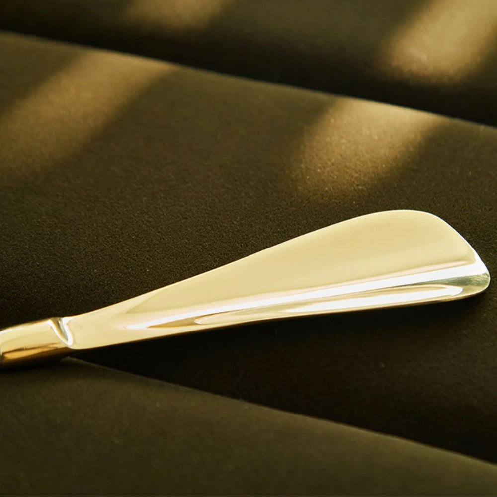 vintage brass golden shoe horn details