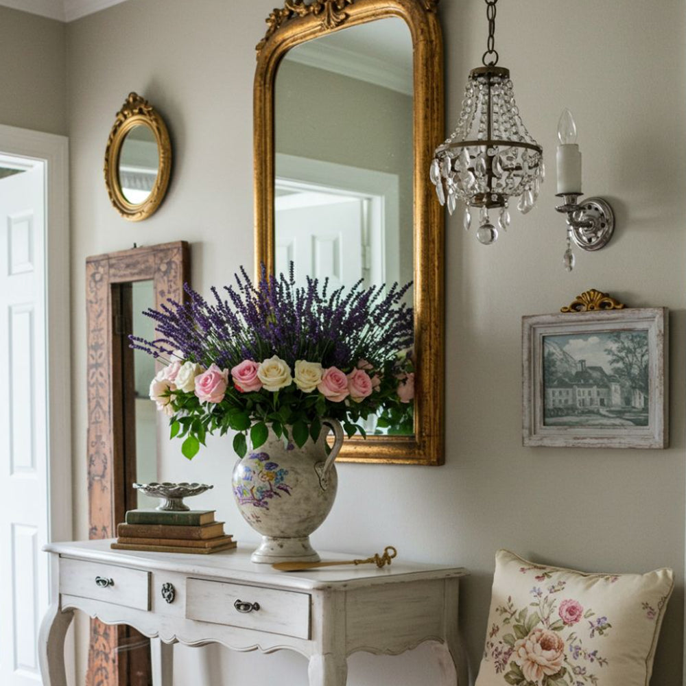 vintage brass golden shoe horn details on the table