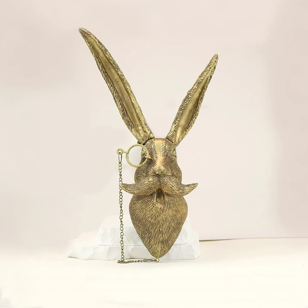 vintage bronze resin animal wall decor rabbit head