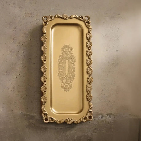 vintage carved brass floral design serving tray