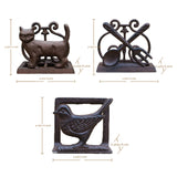 vintage cast iron brown napkin holder cookbook stand and bookend size chart
