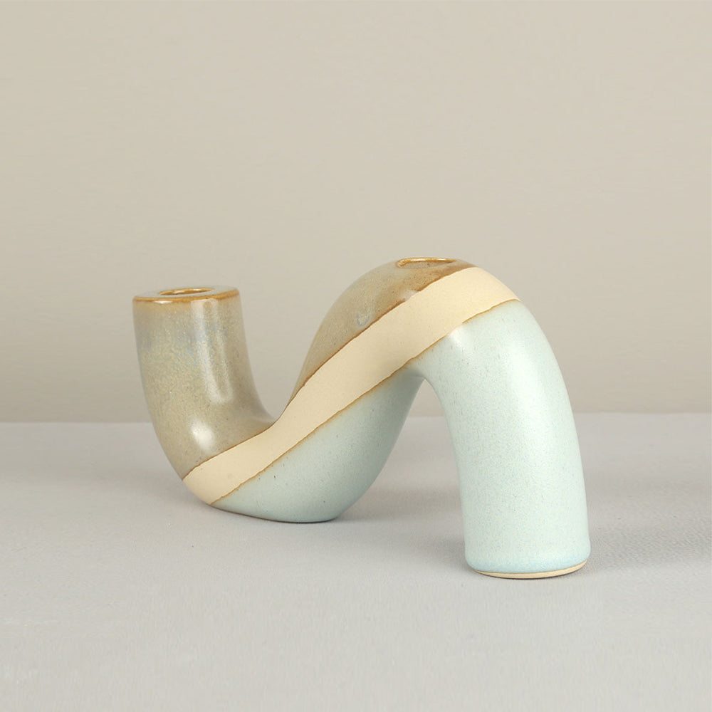 vintage ceramic bicolor decorative candle holders