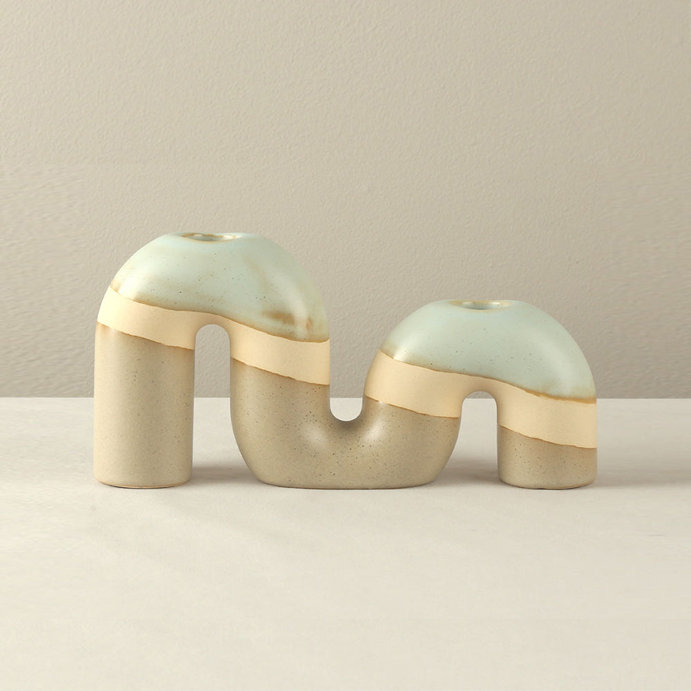 vintage ceramic bicolor decorative candle holders