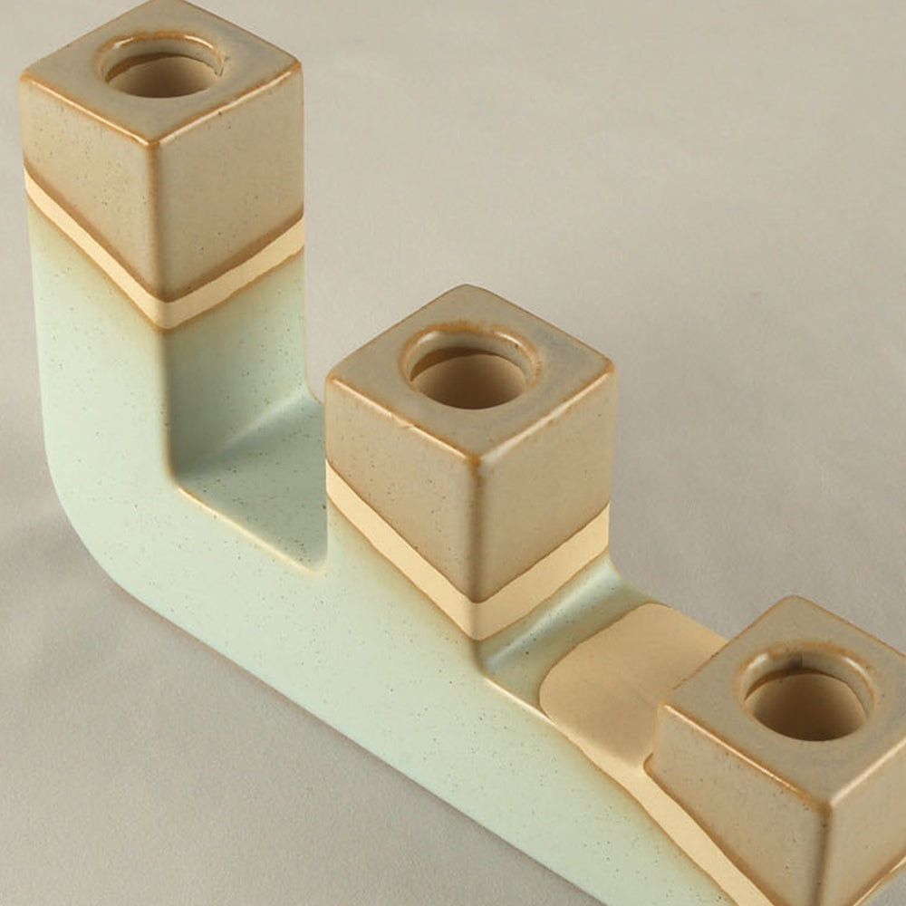 vintage ceramic bicolor decorative candle holders details