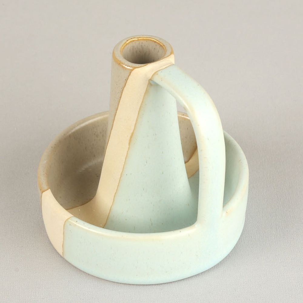 vintage ceramic bicolor decorative candle holders details