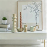 vintage ceramic bicolor decorative candle holders on the table