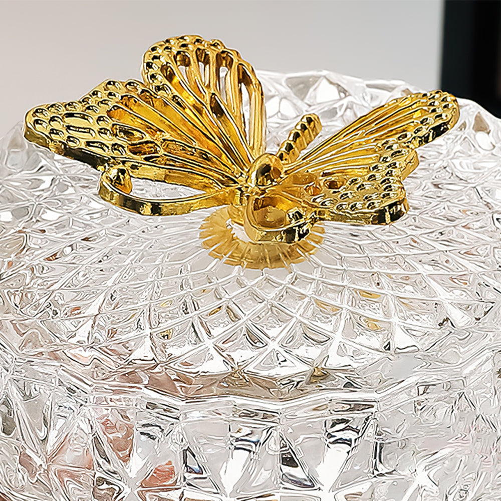 vintage glass food storage jar with lid details 