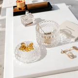 vintage glass food storage jar with lid on the table