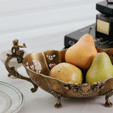 vintage hollow-out brass fruit plate with handles details