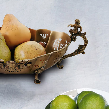 vintage hollow-out brass fruit plate