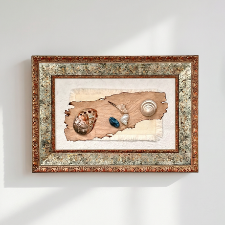 vintage shell and seashell shadow box wall art
