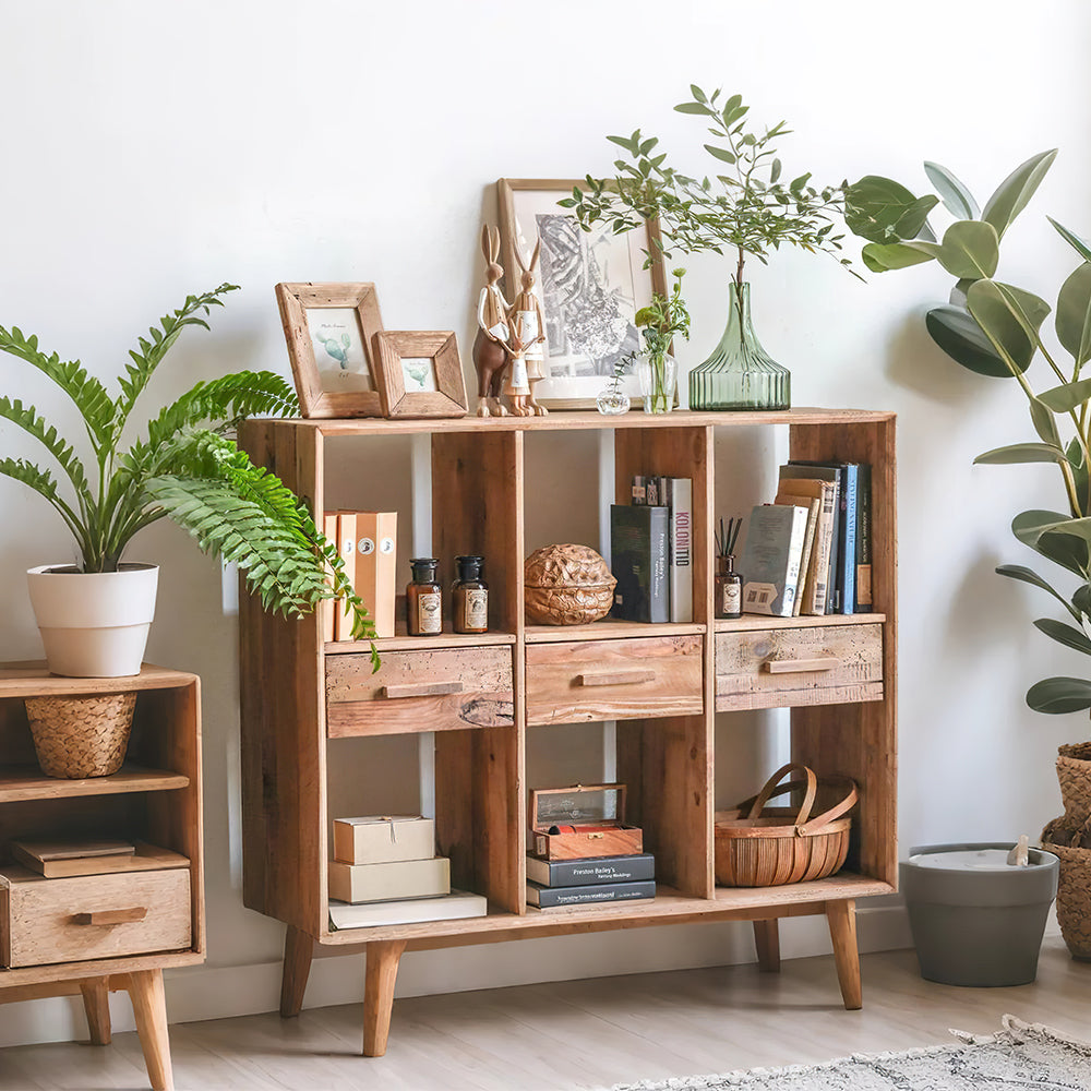 vintage solid wood decorative picture frame on the cabinet