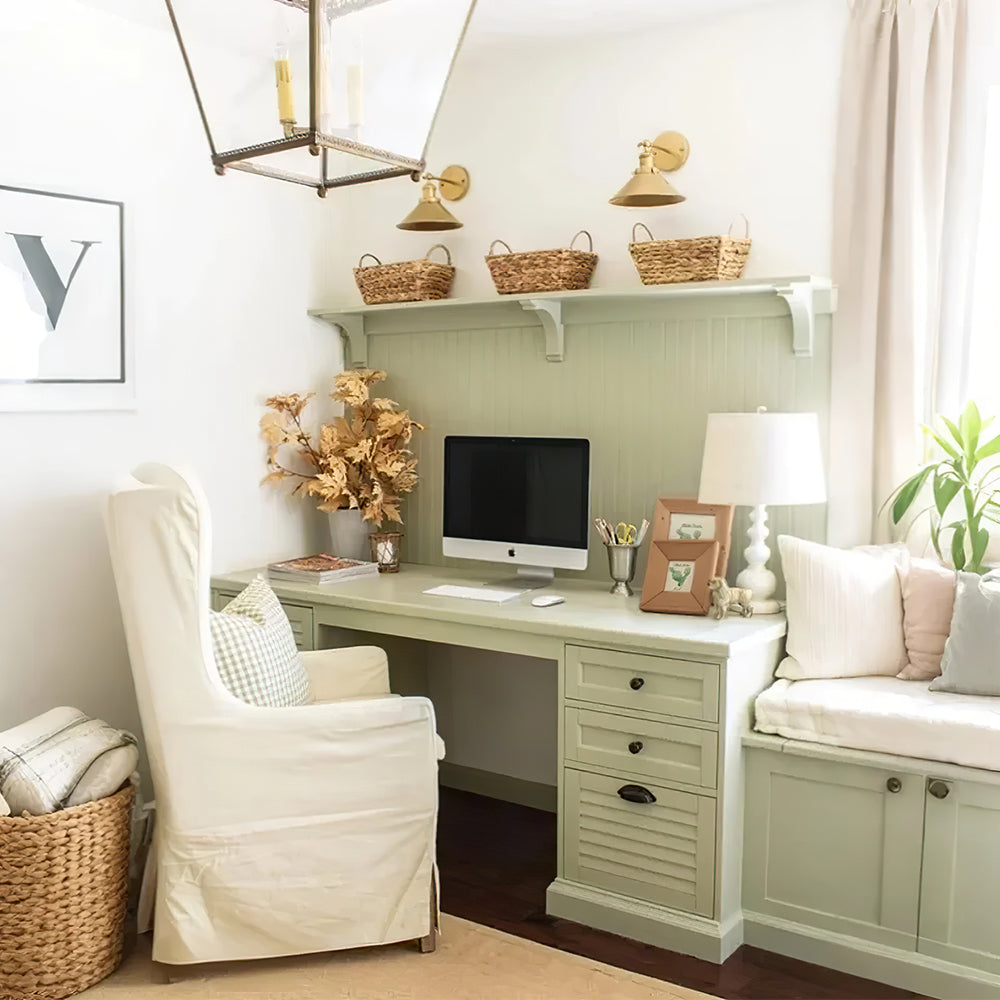 vintage solid wood decorative picture frame on the computer table