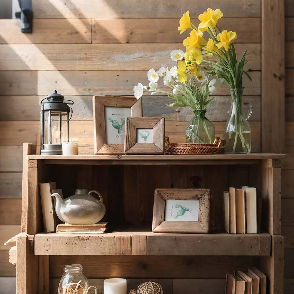 vintage solid wood decorative picture frame on the table