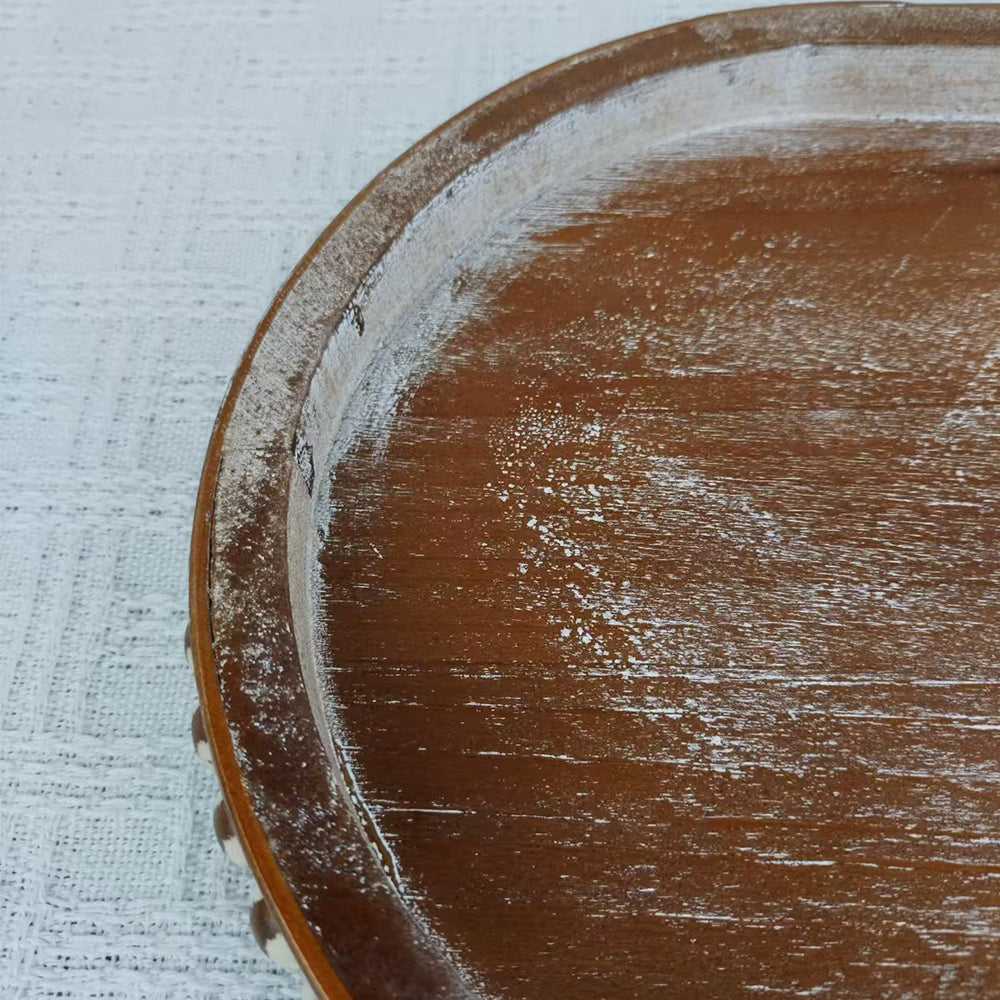 vintage wooden oval decorative storage tray details
