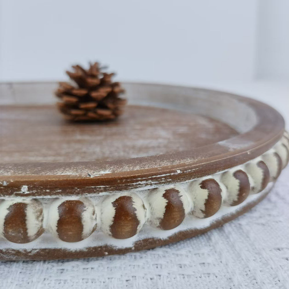 vintage wooden oval decorative storage tray details
