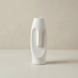 white abstract face feature ceramic vase