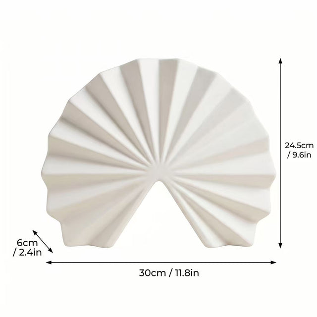 white fan pleated vase dimensions size chart