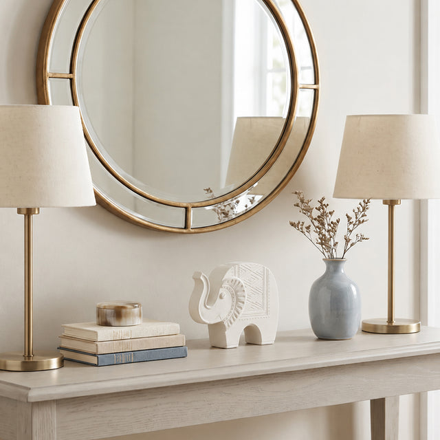 white resin elephant console table mirror
