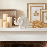 white resin elephant mantel candles wheat