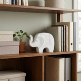 white resin elephant wooden shelf books